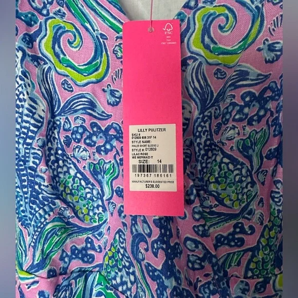 NWT Lilly Pulitzer Iralee Wrap Dress Lilac Rose We Mermaid It, Size 14 - Picture 4 of 6